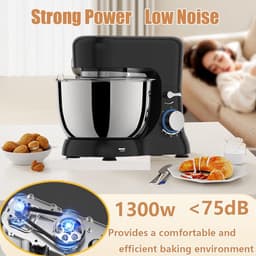 Staande mixer, keuken elektrische mixer met 4,5 Qt kom, 6+ snelheden, 1300W, inclusief deeghaak, platte klopper en draadgarde voor thuis koken — thumbnail 4