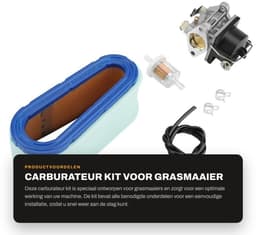 Dailygoods- Carburateur Kit - Inclusief Brandstoffilter - Luchtfilter met Voorfilter - Afdichting - Brandstofleiding - Eenvoudige Installatie - Grasmaaier Carburateur — thumbnail 5