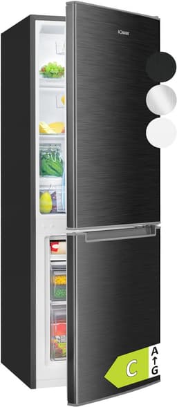 Bomann KG 7359 – Koel- vriescombinatie – 173 Liter – 143 cm hoog – Dark Inox Look - Energiezuinig klasse C — thumbnail 1