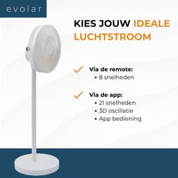 Evolar Smart Ventilator Staand - 36W - Incl. Accu - Statiefventilator - Ambient Light - WiFi - App & Afstandsbediening - EVO-SF36WW — thumbnail 3