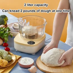 Deegmixer Huishoudelijk - Keukenmachine Kneedt - Brood Bakken - Krachtige DC Motor - 2 Liter Capaciteit - Wit — thumbnail 4