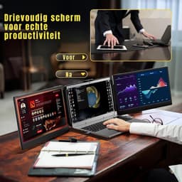 AHD® Professionele Portable Monitor - USB-C - 14 Inch - Double Draagbare Monitor - Portable Monitor Voor Laptop - Zwart - 36cm x 21cm x 4cm — thumbnail 3