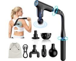 Spier massagepistool - Percussie massage - Herstel na sport - Verlengbare handgreep - 39.5 cm lengte - Zwart