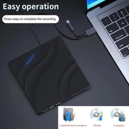 Externe DVD Brander - CD Writer Reader - Data Archiveren - USB 3.0 Type-C - 8x Snelheid - Zwart — thumbnail 3
