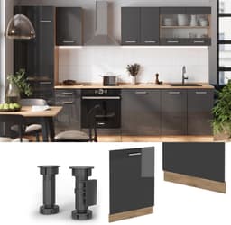 Vaatwasserfrontpaneel - Deurpaneel Vaatwasser - Keuken Integratie - R-Line Stijl - 60 cm breed - Antraciet Hoogglans — thumbnail 3