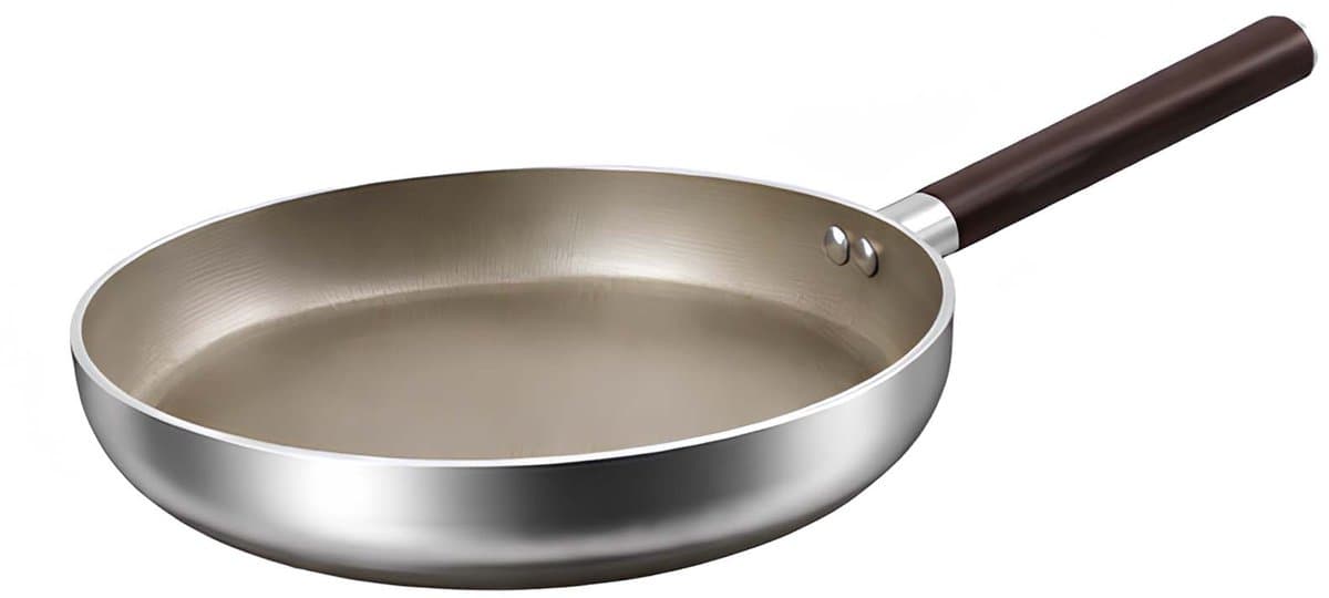 Cheffinger, Anti-aanbakkoekenpan 28 cm, geschikt voor inductie, met handvat in houtlook, Zilver — afbeelding 1