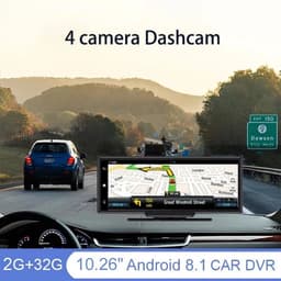 Dashcam voor Auto - 10.26” Touchscreen Dashcam - 4 Camera’s - 4G Android 8.1 - 360° Panorama - GPS & ADAS - Parkeermodus - Zwart — thumbnail 1