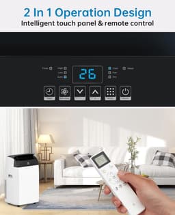 Mobiele airco 10000 BTU 3-in-1 – 30L/dag – 3 standen – Tot 46 m² – Klasse A – 24U timer – Afstandsbediening – Zwarte deksel — thumbnail 5