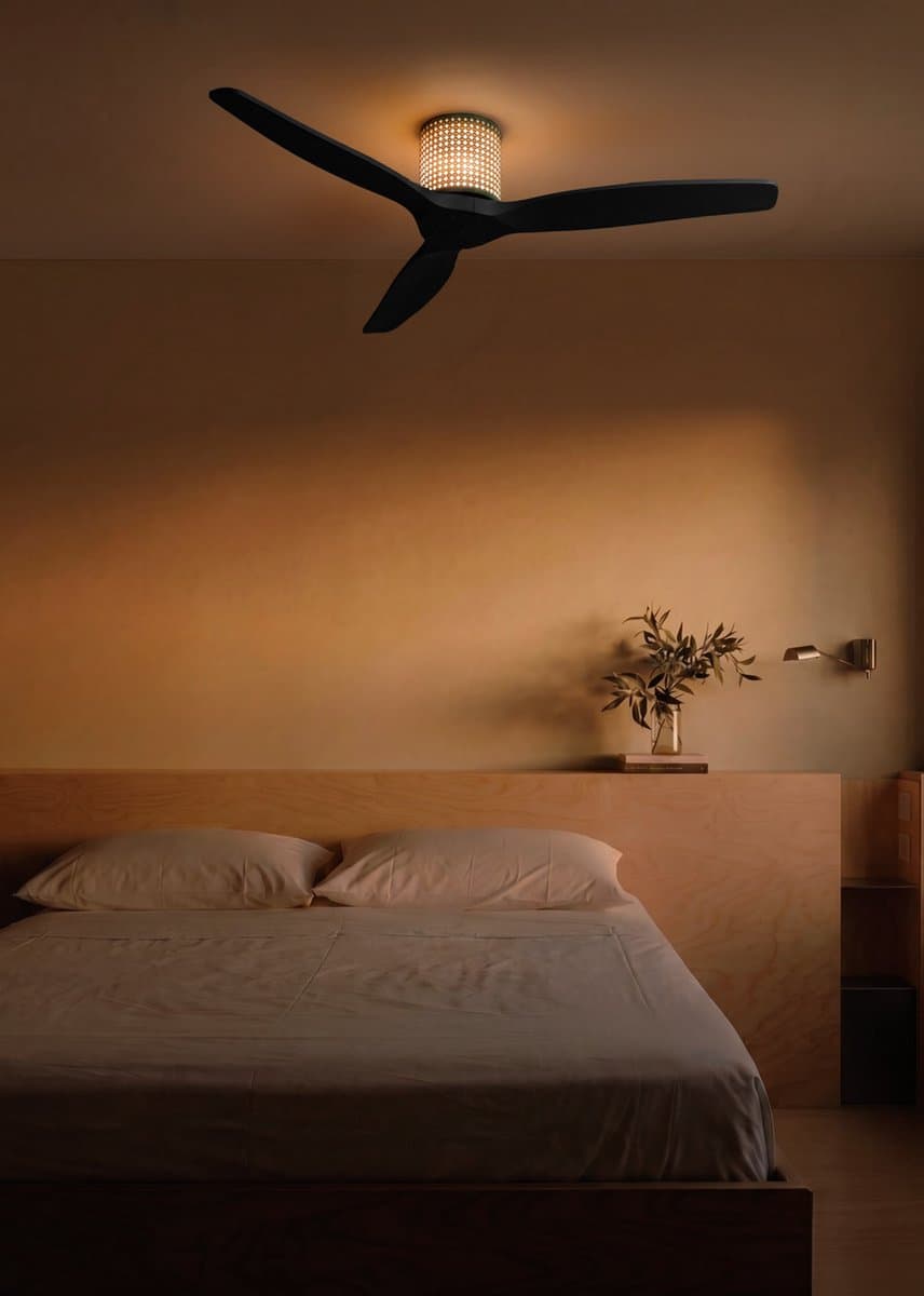 CREATE - Plafondventilator stil 40W (Ø132cm) - Sfeerlicht LED - Afstandsbediening - 6 snelheden - Programmeerbaar - WIND CALM CUSTOM RATTAN — afbeelding 1