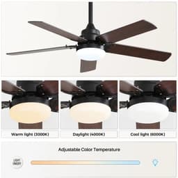 Miryx Plafondventilator met 18W LED-verlichting - Afstandsbediening - stille DC-motor - Timertimer en Lichtgeheugenfunctie - Bruin — thumbnail 2