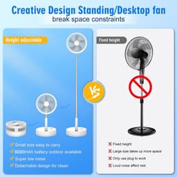 Statiefventilator - Zomerkoeling - Staande ventilator - Verkoeling woonkamer - Slaapkamer ventilator - Hittegolf oplossing - Verstelbare ventilator - Ventilator met afstandsbediening - Stille ventilator - Frisse lucht in huis - Ventil — thumbnail 3