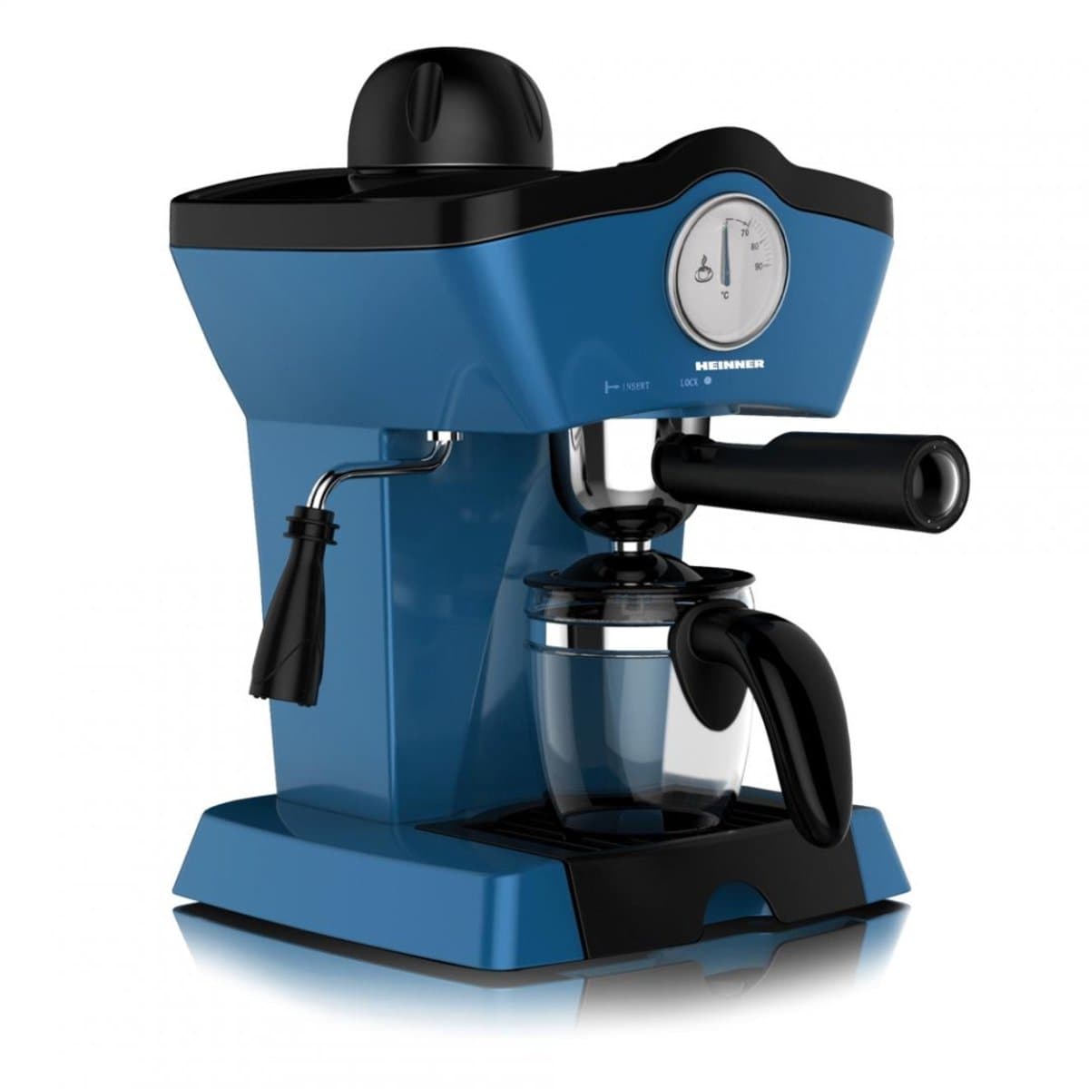 Heinner Charm HEM-200BL Handmatige Espressomachine – 800 W – 3,5 bar – Waterreservoir 250 ml – Voor Espresso en Cappuccino – Melkopschuimer – Frontthermometer – Blauw — afbeelding 1