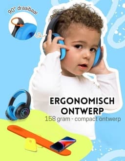 StayPowered Koptelefoon voor Kinderen - de Ultieme Kinderhoofdtelefoon met 43 Uur Speeltijd en Veilige Volumebegrenzing - Ingebouwde Verlichting - Opvouwbaar Ontwerp - USB C - Bedraad/Bluetooth - Zwart/Blauw - Levering Sneller dan Aangegeven! — thumbnail 5