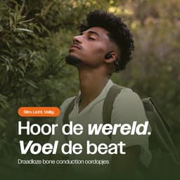 REBØNE Urban Bone Conduction Headphone - Sport Oortjes Draadloos - Hardloop Hoofdtelefoon - Draadloze Bluetooth Koptelefoon - Sportoordopjes - Draadloos - Open Ear - Wireless - IPX6 Waterdicht / Zwart — thumbnail 2