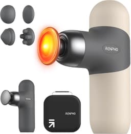Mini massagepistool met warmte voor diepe weefselmassages - Draagbare percussiemassager met 4 intensiteiten en 4 hoofden — thumbnail 1