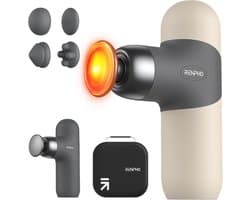 Mini massagepistool met warmte voor diepe weefselmassages - Draagbare percussiemassager met 4 intensiteiten en 4 hoofden