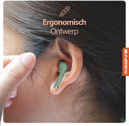 Draadloze Oordopjes Bluetooth 5.3 - Oortjes met Microfoon - Lange Batterijduur - Ergonomische & Stevige Pasvorm - Groene EarBuds — thumbnail 4