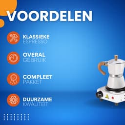 Espresso koffiemaker - Wit - Percolator - Moka pot - Met Koffiemolen - Camping en thuisgebruik — thumbnail 2