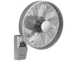 Casafan Airos Eco Design Wall TS wandventilator zilver 40 cm - Timer - Afstandsbediening - Horizontaal en verticaal oscilleren