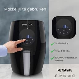 BROCK Digitale Airfryer 3.5L – 1200W Heteluchtfriteuse Zonder Olie – PFAS-vrij, Antiaanbaklaag & Touchscreen – Zwart — thumbnail 3