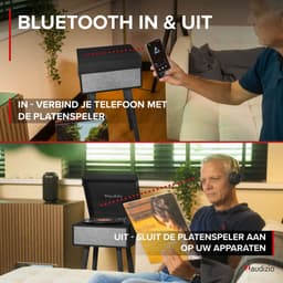 Platenspeler op poten - Audizio Fremont - Retro platenspeler met meubel - Met Bluetooth - zwart — thumbnail 4