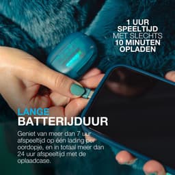 JLab Go Pop ANC Draadloze Oordopjes - Noise Cancelling Oortjes Draadloos - 24 uur Batterijduur - Bluetooth Multipoint - Met Microfoon - Geschikt voor Android en Apple - Clear Teal — thumbnail 3