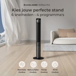 CoolHome Airflow Pro Ventilator – Torenventilator met Afstandsbediening – Waaier met Ionisator – 116 cm – Dimbaar LED-scherm – 6 Snelheden – Zwart — thumbnail 2