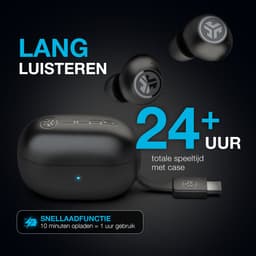 JLab Go Pop ANC Draadloze Oordopjes - Noise Cancelling Oortjes Draadloos - 24 uur Batterijduur - Bluetooth Multipoint - Met Microfoon - Geschikt voor Android en Apple - Zwart — thumbnail 3
