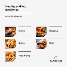 Klarstein Aerovital Deluxe Heteluchtfriteuse / Air fryer - 1700 W - 8 Functies - Inclusief Accessoires - 200°C - Timer - Zwart — thumbnail 3