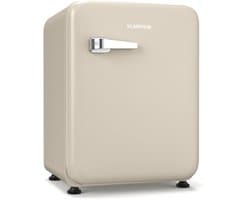Klarstein Mini-Koelkast Audrey Evo 65L minikoelkast - retro design, stil (40 dB), compressor, verstelbare pootjes, omkeerbare deur, kleine koelkast voor slaapkamers en kantoren, crème - voor Hotelkamer - Compact Geruisloos
