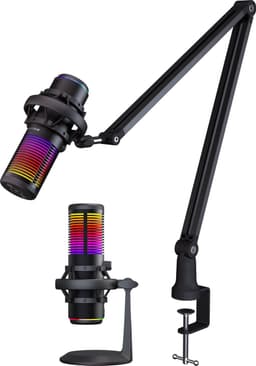 PREYON Osprey Scream - Gaming Microfoon - PC-Gaming Met Flexibele Arm - RBG - Gaming - Podcast - Streaming - Zwart — thumbnail 1