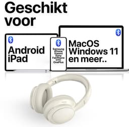 Koptelefoon Draadloos incl. Equalizer - Met Microfoon - Aux & Bluetooth 5.4 - Inklapbaar - Draadloze Headset - Wit / Beige — thumbnail 5