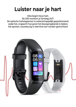 Evy24 Activity Tracker Amoled - Stappenteller - Bloedruk - Hartslagmeter - Slaapmonitor - Saturatiemeter – Sporthorloge - Smartwatch - Activity Tracker - Zwart — thumbnail 3