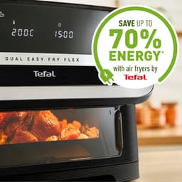 Tefal Dual Easy Fry Flex EY9228 - Dubbele Airfryer 9L - FlexCook - 1 of 2 Kookzones - 7 Programma's - Zwart - Voor 8 Personen — thumbnail 3