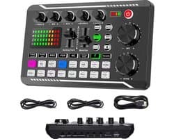 DJ Draaitafel - DJ Mix Set - Dj Mixer Effecten En Stemwisselaar - DJ Controller - Live Geluidskaart En Audio-Interface - Bluetooth Stereo Audio Mixer - Zwart