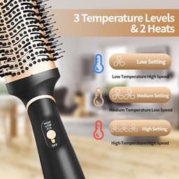 Haardrogerborstel, 1000 W, 4-in-1 negatieve ionen, heteluchtborstel, 3 temperaturen en 2 debietniveaus, keramische kop, kabel 360 graden, snelle kapsels, geen krullen, stralend volume — thumbnail 5
