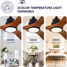 FloraGrace Plafondventilator Met Verlichting – Afstandsbediening – 60 Inch – Hout – Mat Zwart – Dimbaar En Stil — thumbnail 4