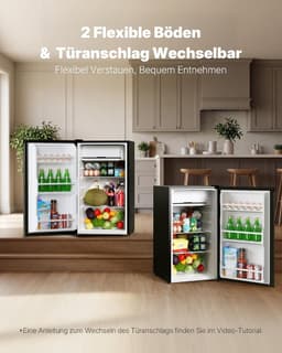 Compacte Koelkast - Kleine Koelkast - Dranken Koelen - Energiezuinig Stil - 91 Liter - Zilver — thumbnail 3