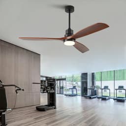 MIVRAY Plafondventilator Met Verlichting - 150 x 150 x 45 cm - Zes Snelheden - Hout - Walnoot Zwart - Dimbare LED Met Afstandsbediening — thumbnail 2