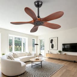 Plafondventilator Stil – 90 cm – 5 Houten Bladen – Walnoot/Zwart – 6 Snelheden – Omkeerbaar – Afstandsbediening – Timer — thumbnail 4