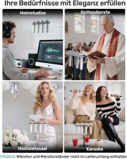 Multi-Mic-Houder, Wandbeugel voor 4 Handmics Bedraad/Draadloos, Wit — thumbnail 4