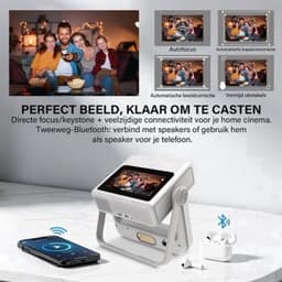 Beamer 1200 ANSI Lumen - Full HD 1080p Resolutie - LCD Scherm - WiFi 6 Bluetooth - Draagbare Thuisbioscoop Projector — thumbnail 1