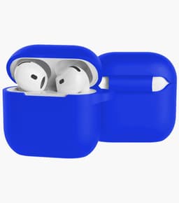 Case - Geschikt voor Apple AirPods 5 - Siliconen Hoes met Clip - Silicone Hoesje Cover - Blauw — thumbnail 1