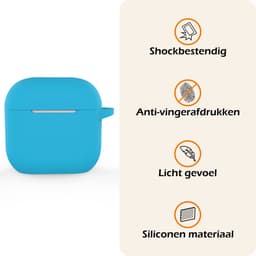Hoesje - Geschikt voor Apple AirPods 5 - met Clip - Siliconen Hoes - Silicone Case Cover - Lichtblauw — thumbnail 3