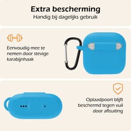 Hoesje - Geschikt voor Apple AirPods 5 - met Clip - Siliconen Hoes - Silicone Case Cover - Lichtblauw — thumbnail 5