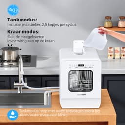 Tafelvaatwasser met 5L Watertank – 9 Wasprogramma’s – 4 Couverts – 75°C Hygiënewas – 1-24 Uur Startuitstel – Compact 37 cm – Wit — thumbnail 3