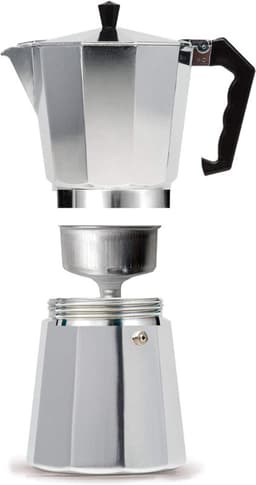 Mokapot - Waterreservoir 450 ml - Gegoten Aluminium - Zilver - Voor Gas, Elektrische en Keramische Kookplaten - Niet voor Inductie — thumbnail 3