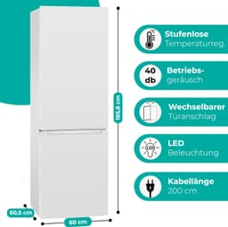 Bomann KG 7357 - Koel-vriescombinatie - 315 Liter - Energieklasse C - 40 dB - Wit — thumbnail 4