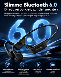 Bone Conduction Koptelefoon – Bluetooth 6.0 Sporthoofdtelefoon – IPX4 Waterdicht – Voor Fietsen, Fitness & Hardlopen - Zwart — thumbnail 3
