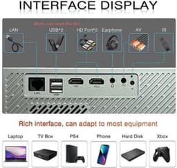 Everycom - RD829 - Beamer - Projector Beamer - Mini Meamer - 1920x1080dpi - Automatische focus - 5G - met WiFi - 12000lumens — thumbnail 2
